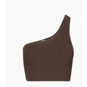 Aritzia Babaton Sculpt Knit One-shoulder Cropped Tank, Coffee Bean, Small